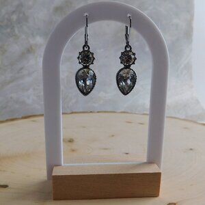 Simply Vera Vera Wang Silvertone Eurohoop leverback Crystal dangle Earrings.